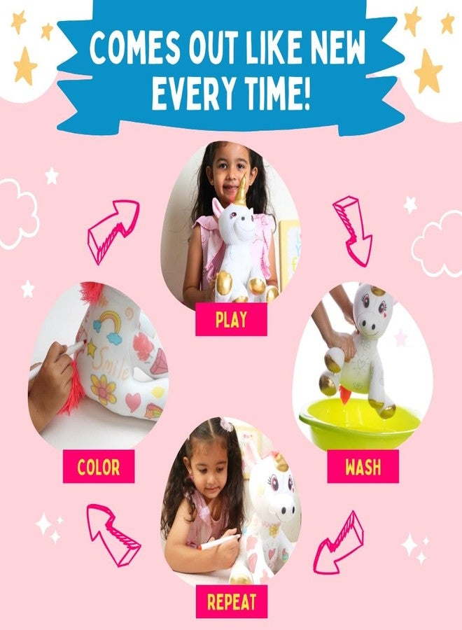 PepPlay Redoobles Doodle Unicorn - Washable & Reusable Coloring with 4 Non-Toxic Washable Markers, Travel, Sensory, Fine Motor Skills, Gift for Girls & Boys Ages 3 4 5 6 7 8 Unicorn Gift for girls - Image 3